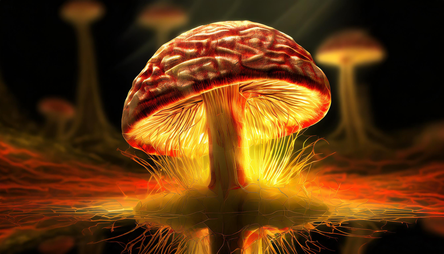Fungal Fire: Bioluminescent Fantasy Mushroom