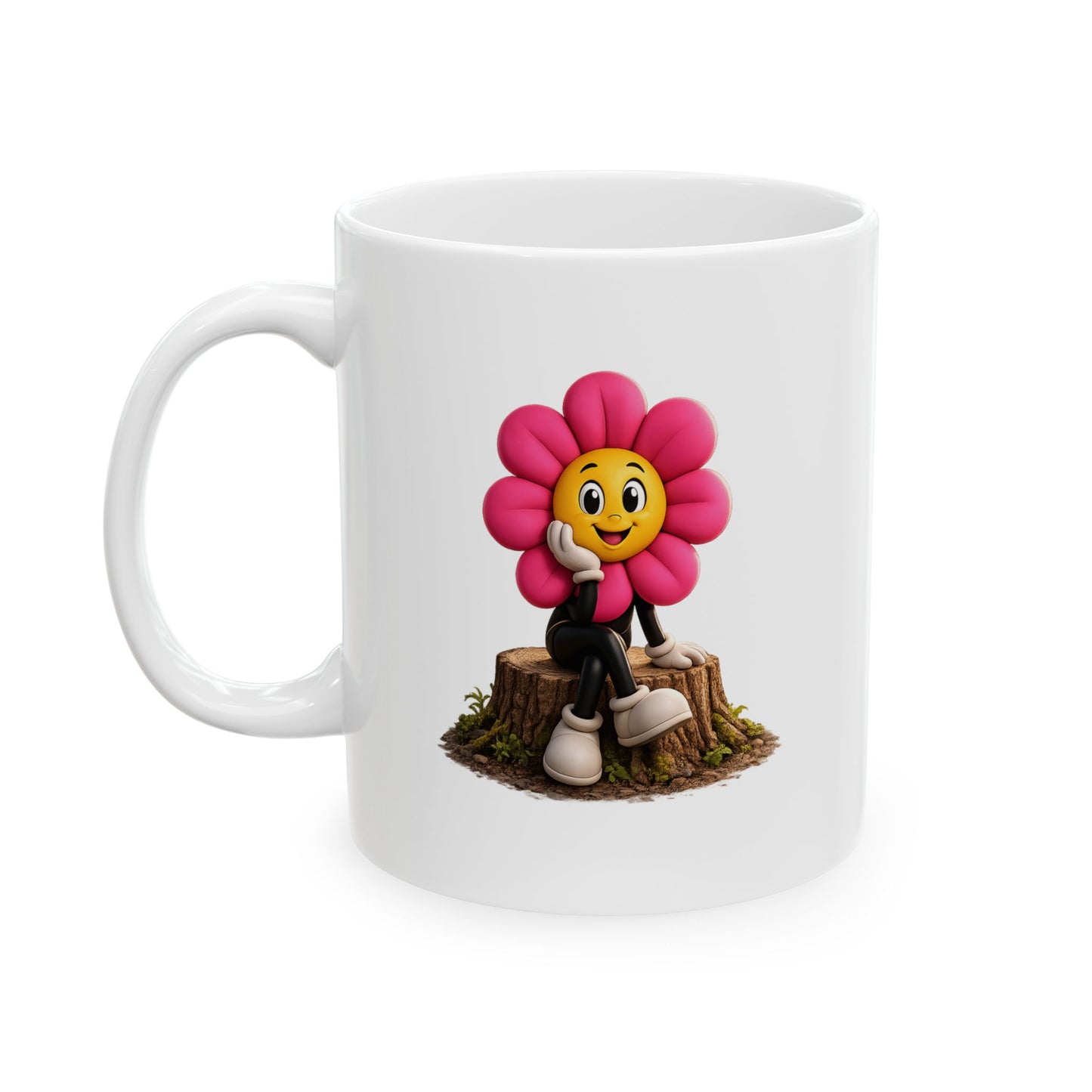 Bloom on a Log: Left Angle™ Ceramic Mug