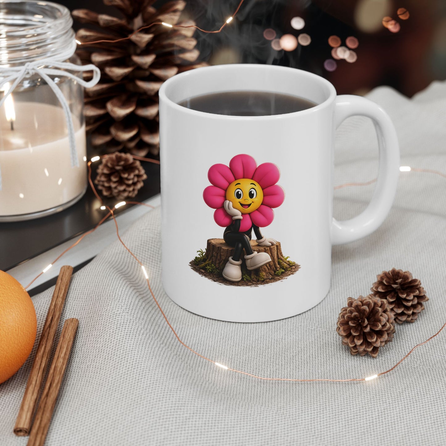 Bloom on a Log: Right Angle™ Ceramic Mug