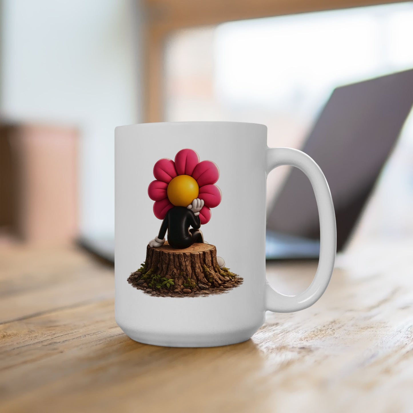 Bloom on a Log: Right Angle™ Ceramic Mug