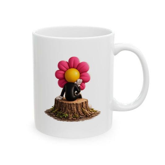 Bloom on a Log: Left Angle™ Ceramic Mug